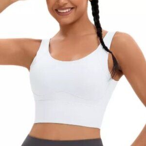 Women's Full Coverage Deep V-Back Workout Fixed Cup Comfort Sports Bra New